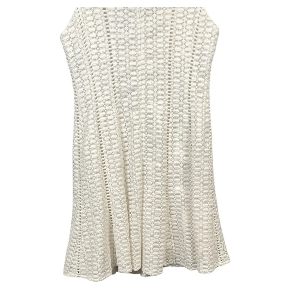 J. Crew White‎ Geometric Lace V-Neck Mini Skater Sleeveless Dress, Size 8